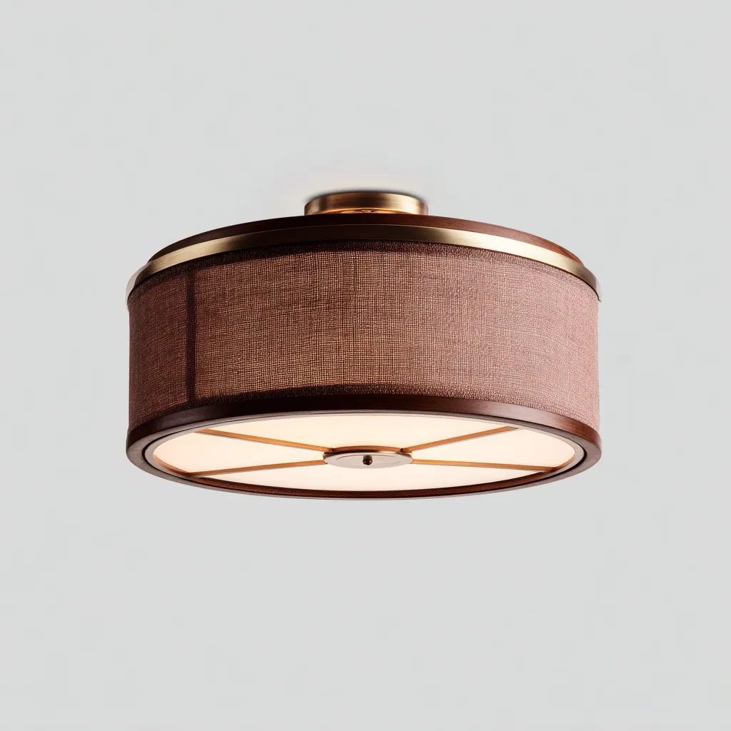 Lámpara de techo - metal-tela - 40x18 cm - marrón-beige - para sala-dormitorio - estilo moderno-Nestmyhub