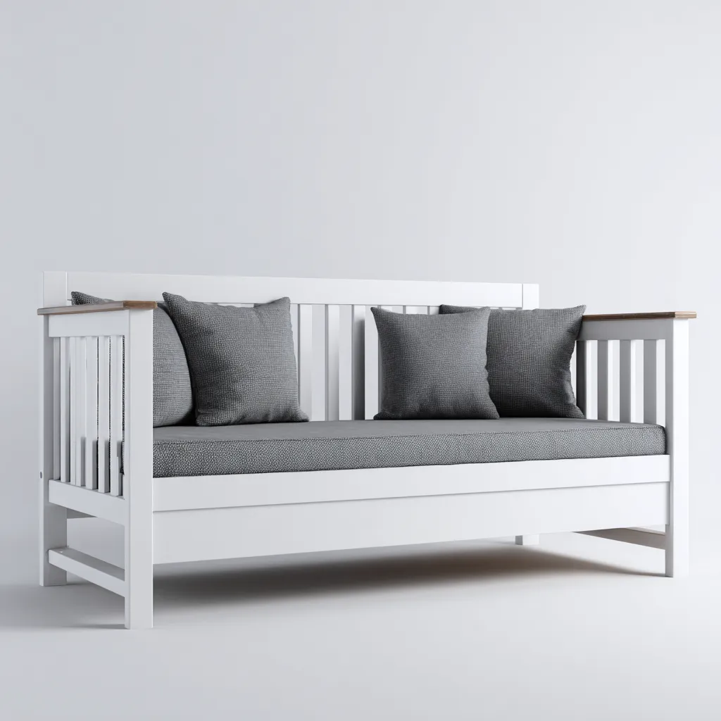 Sofá cama - madera - 200x95x85 cm - blanco - diseño moderno apto para dormitorio-Nestmyhub