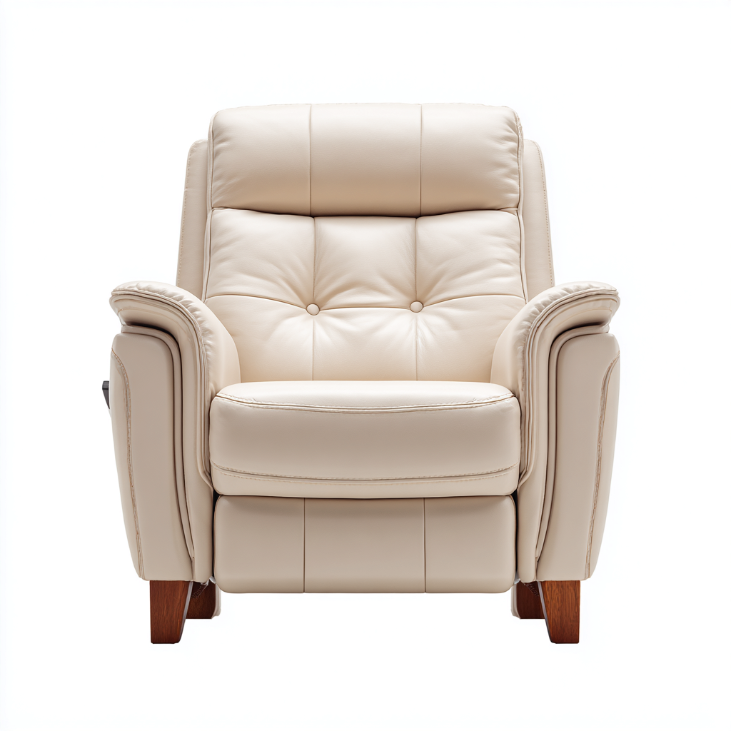 Sillón reclinable piel sintética 88x90x102 cm - beige - estilo moderno - apto para salón-Nestmyhub