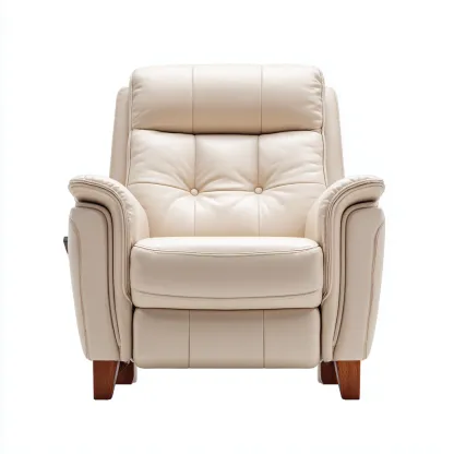 Sillón reclinable piel sintética 88x90x102 cm - beige - estilo moderno - apto para salón-Nestmyhub