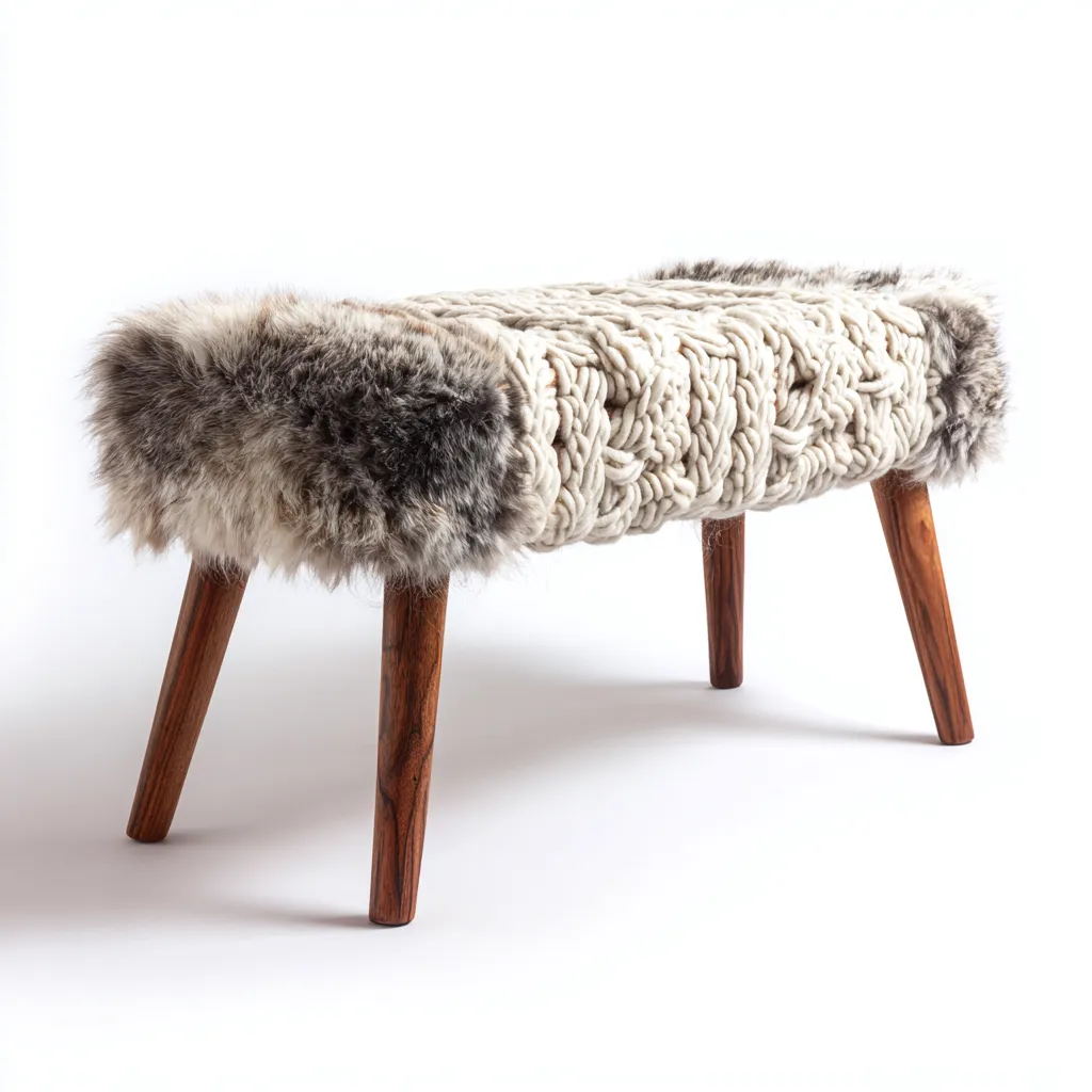 Banco de dormitorio - Tela-Madera - 80x40x45 cm - Beige-Marrón - Diseño nórdico con textura - Apto para dormitorio-Nestmyhub