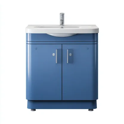 Muebles de baño con lavabo MDF 60x35x85 cm - azul - diseño moderno - apto para baño-Nestmyhub