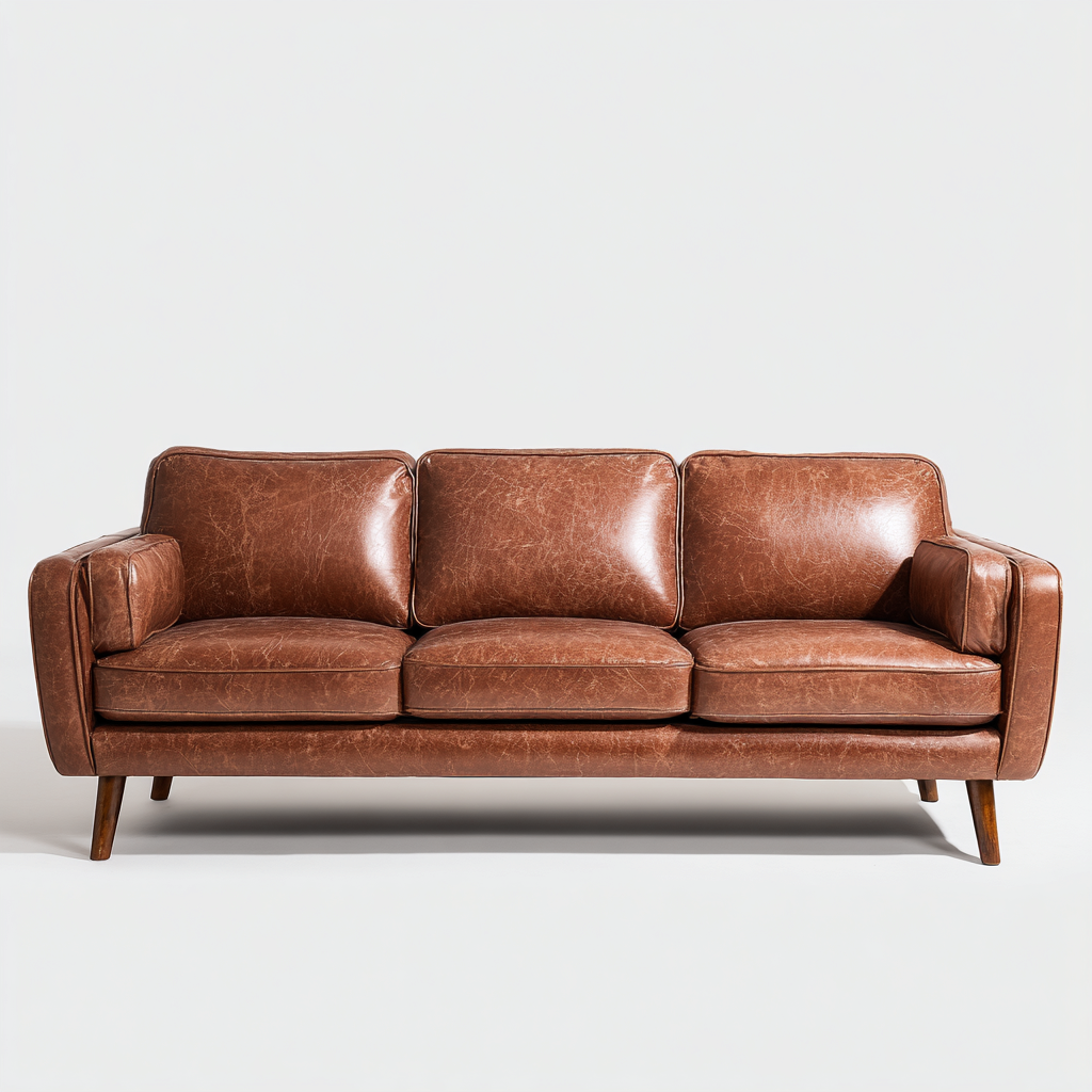 Sofá de 3 plazas cuero 212x87x88 cm marrón para sala de estar estilo moderno-Nestmyhub