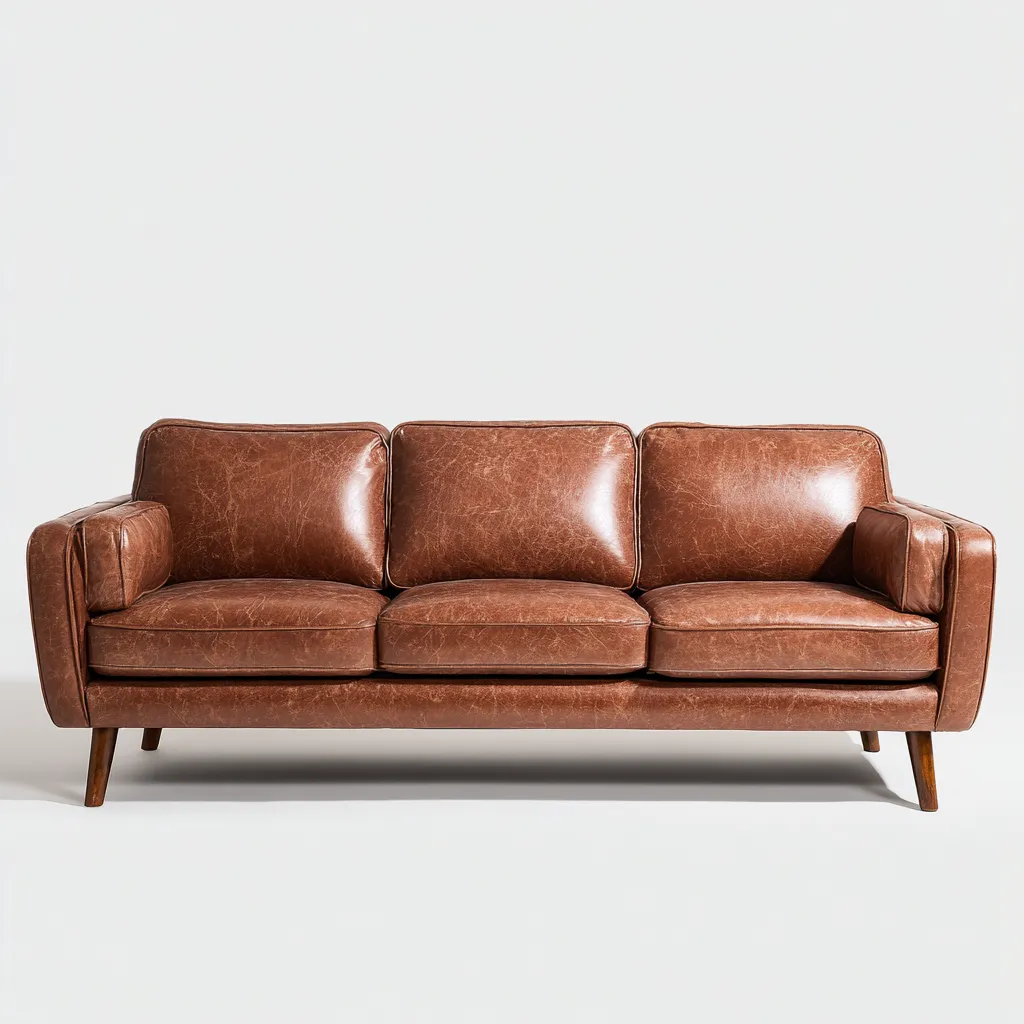 Sofá de 3 plazas cuero 212x87x88 cm marrón para sala de estar estilo moderno-Nestmyhub