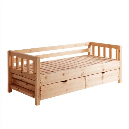 Sofá cama - madera maciza - 200x95x70 cm - color natural - diseño funcional apto para dormitorio-Nestmyhub