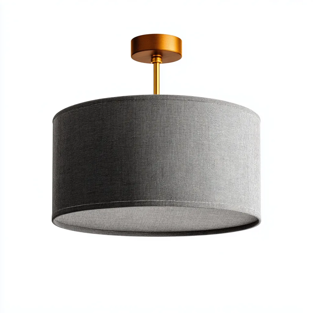 Lámpara de techo tela y metal 45x28 cm - gris-dorado - apta para interiores - diseño moderno elegante-Nestmyhub