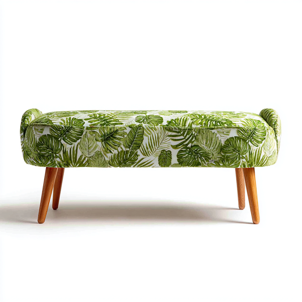 Banco de dormitorio tela-madera 115x40x48 cm - verde-madera - diseño moderno para dormitorio-Nestmyhub