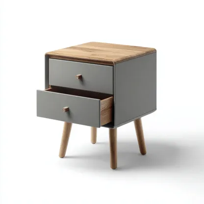 Mesita de noche madera y acabado mate 49x37x59 cm gris-madera uso dormitorio diseño moderno-Nestmyhub