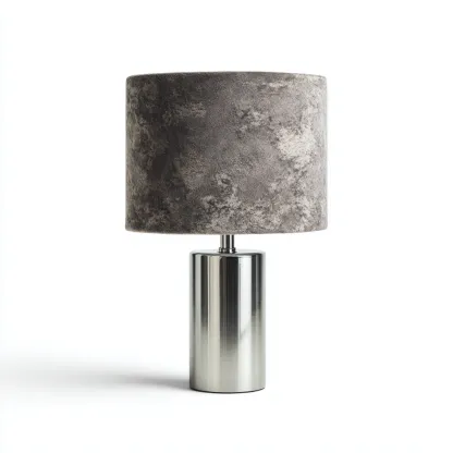 Lámpara de mesa metal-terciopelo 26x42 cm - gris - diseño moderno para salón-Nestmyhub