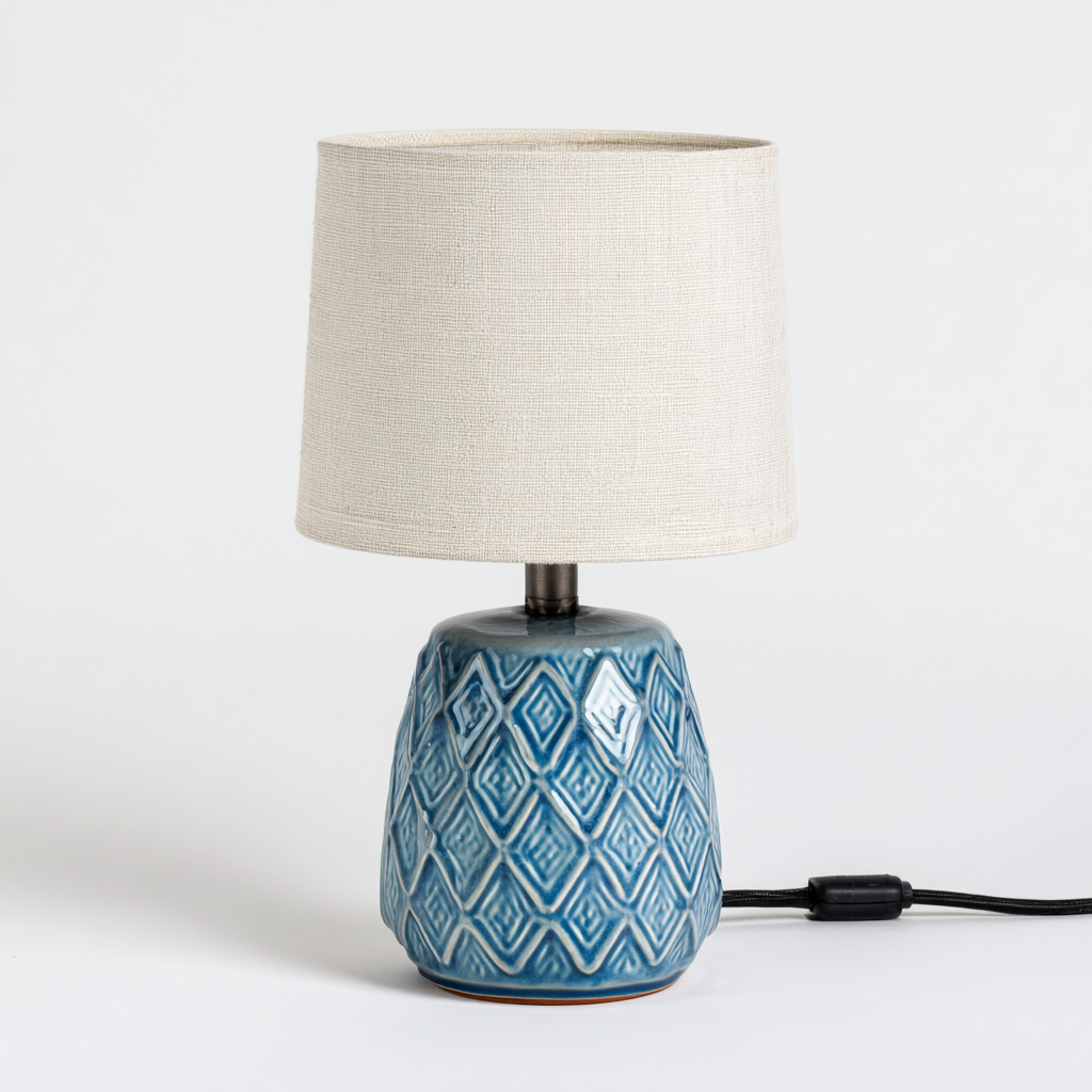 Lámpara de mesa - cerámica - 16x28 cm - azul-blanco - para salón-dormitorio - estilo moderno-Nestmyhub