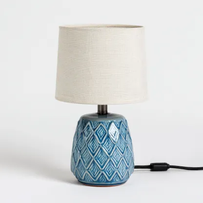 Lámpara de mesa - cerámica - 16x28 cm - azul-blanco - para salón-dormitorio - estilo moderno-Nestmyhub
