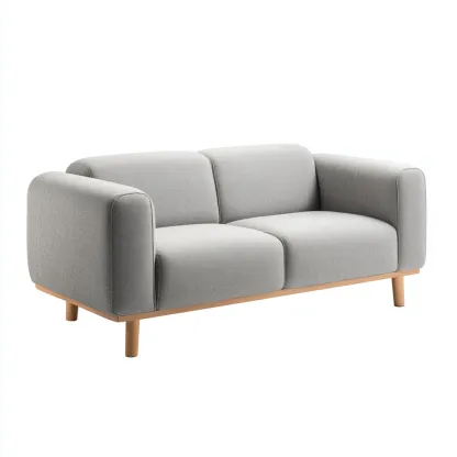 Sofá de 2 plazas tapizado en tela 155x82x80 cm - gris claro - diseño moderno para sala de estar-Nestmyhub