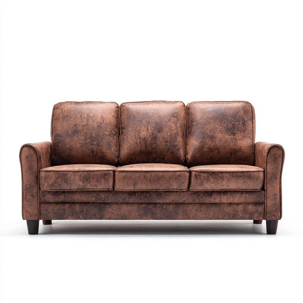 Sofá de 3 plazas cuero 210x86x88 cm marrón para sala de estar estilo clásico-Nestmyhub