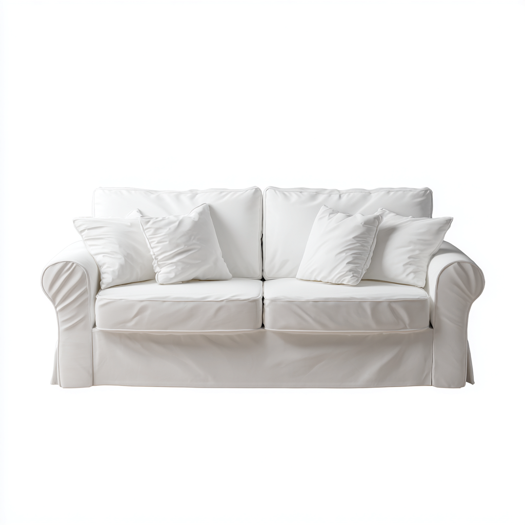 Sofá de 2 plazas tapizado en tela 175x95x88 cm - blanco - diseño clásico - apto para salón-Nestmyhub