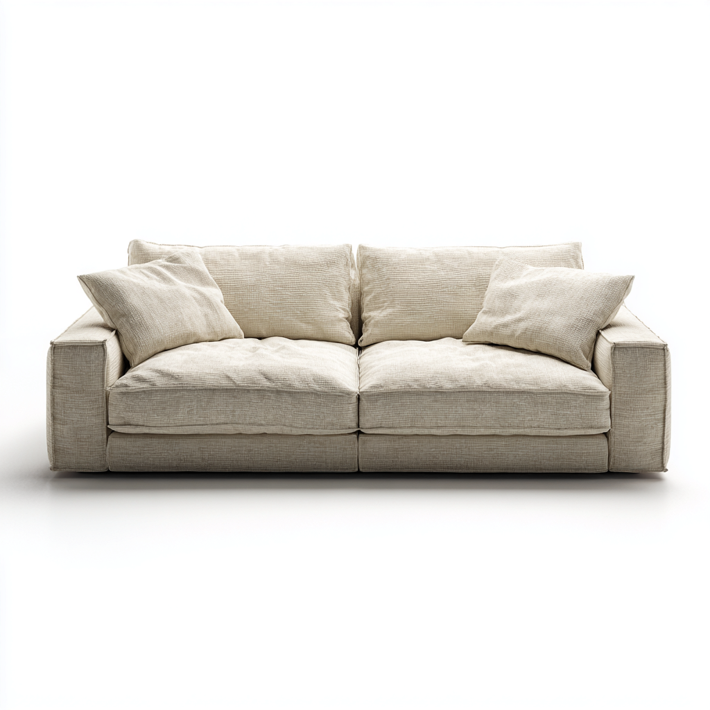 Sofá de 2 plazas tapizado en tela 180x100x85 cm - beige - diseño moderno - apto para salón-Nestmyhub