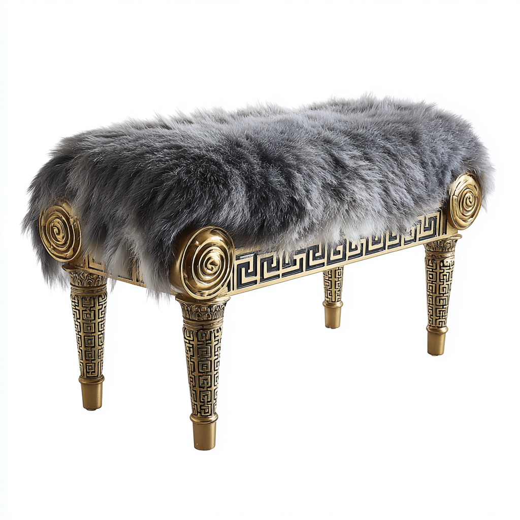 Banco de dormitorio piel sintética-metal 110x40x55 cm - gris-dorado - diseño clásico para dormitorio-Nestmyhub