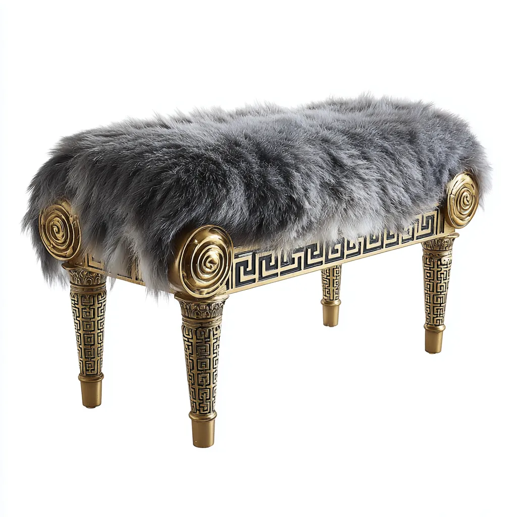 Banco de dormitorio piel sintética-metal 110x40x55 cm - gris-dorado - diseño clásico para dormitorio-Nestmyhub