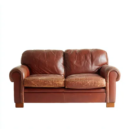 Sofá de 2 plazas de cuero auténtico 165x90x85 cm - marrón envejecido - estilo clásico para sala de estar-Nestmyhub