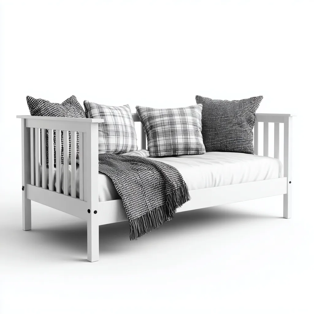 Sofá cama - madera - 200x95x85 cm - blanco - diseño moderno apto para dormitorio-Nestmyhub