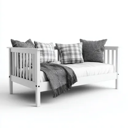 Sofá cama - madera - 200x95x85 cm - blanco - diseño moderno apto para dormitorio-Nestmyhub