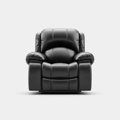 Sillón reclinable piel auténtica 100x95x100 cm - negro - estilo moderno - apto para salón-Nestmyhub