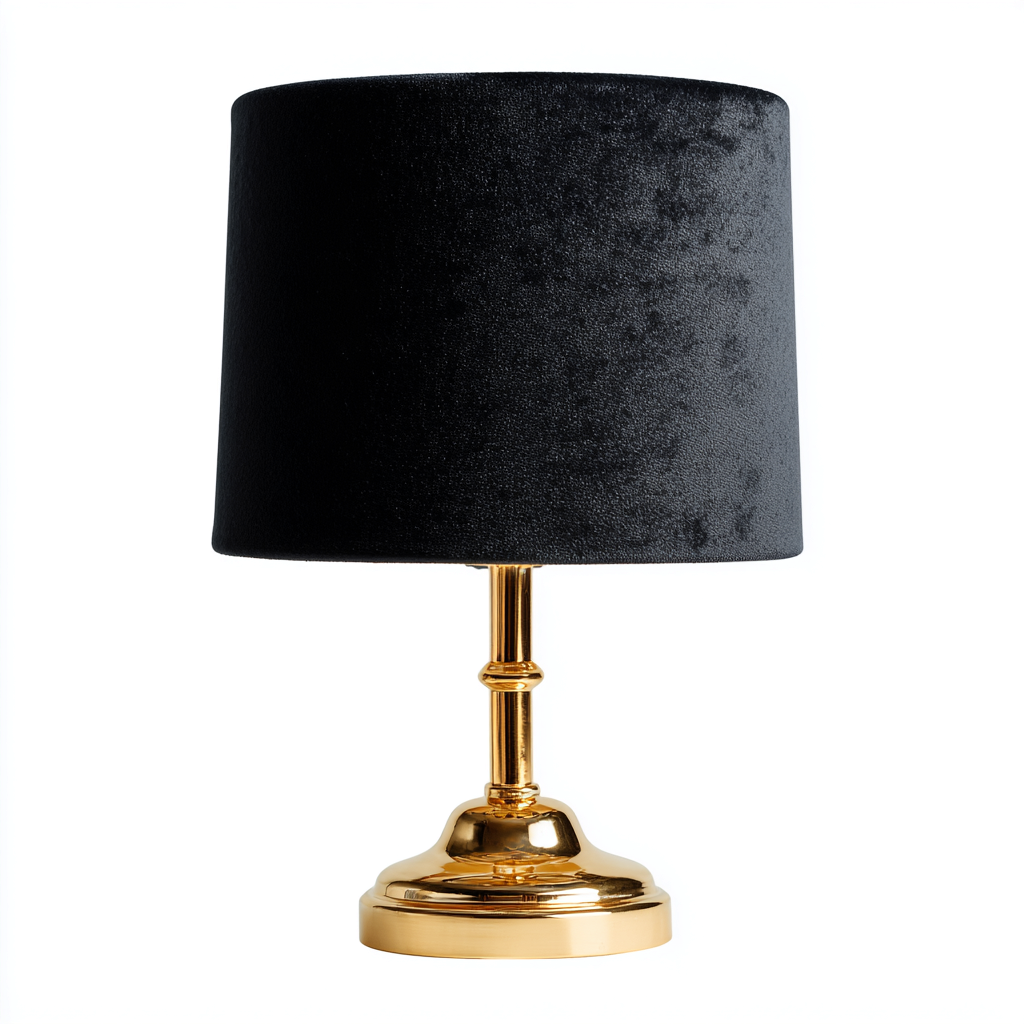 Lámpara de mesa metal-terciopelo 26x44 cm - negro-dorado - diseño clásico para salón-Nestmyhub