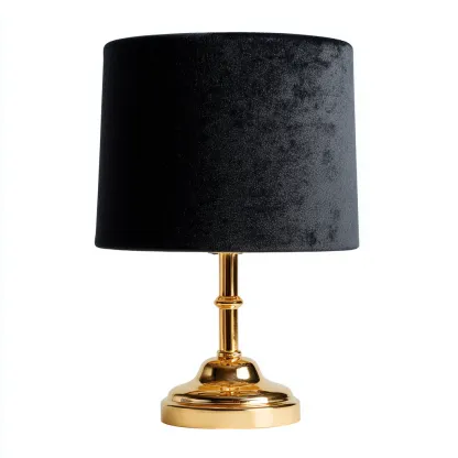 Lámpara de mesa metal-terciopelo 26x44 cm - negro-dorado - diseño clásico para salón-Nestmyhub
