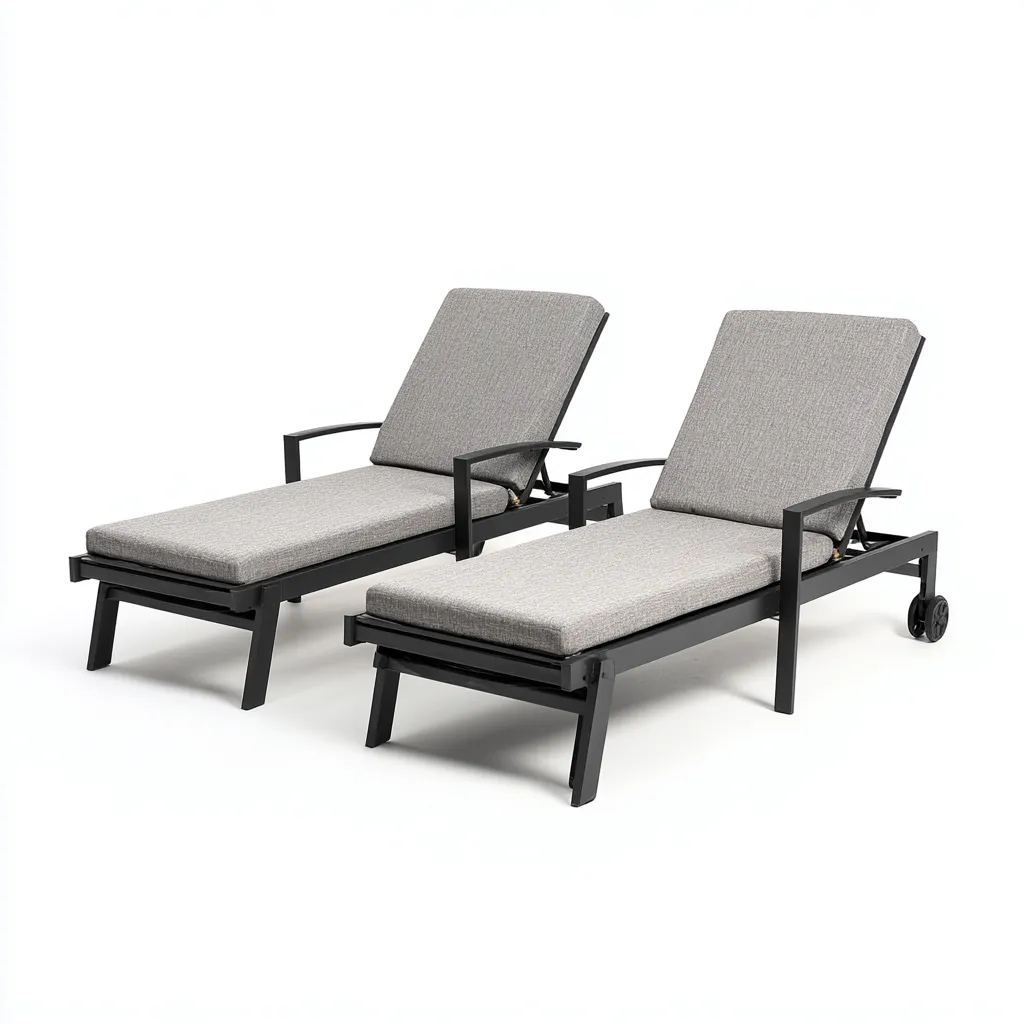 Tumbonas de jardín de aluminio y cojín 195x68x40 cm gris-negro para exterior - estilo moderno - diseño funcional-Nestmyhub