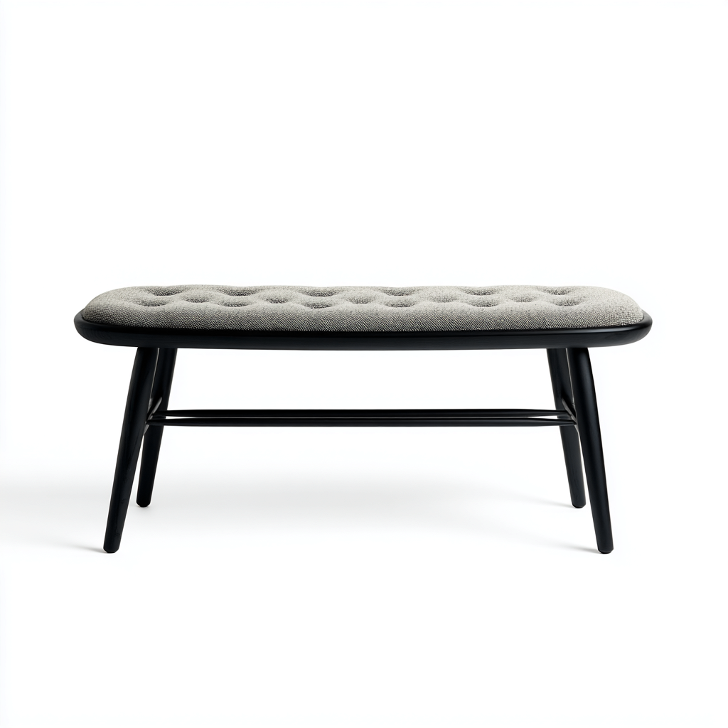 Banco de dormitorio - Tela-Madera - 95x38x47 cm - Gris-Negro - Diseño moderno minimalista - Apto para dormitorio-Nestmyhub