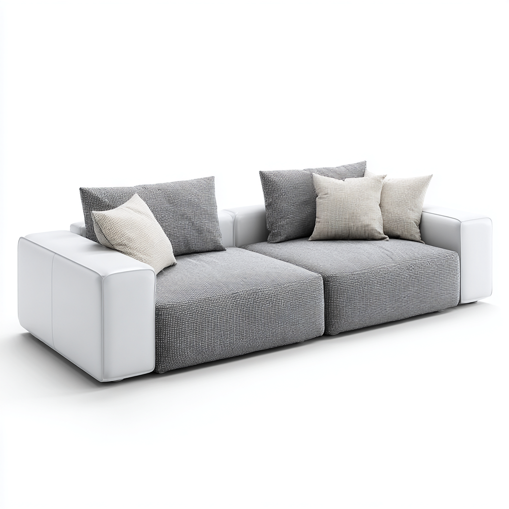 Sofá rinconero - Tela - 250x155x85 cm - Gris-Blanco - Diseño moderno para salón-Nestmyhub