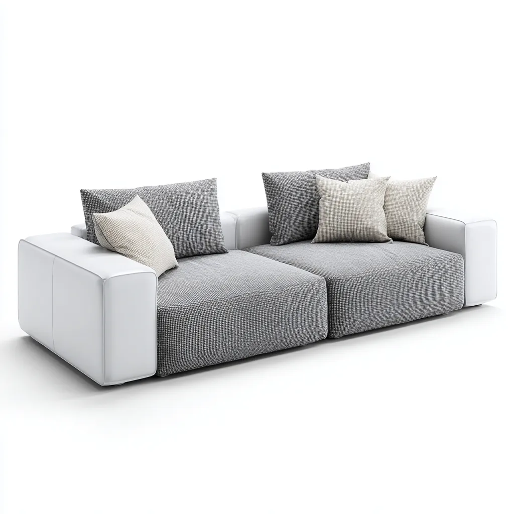 Sofá rinconero - Tela - 250x155x85 cm - Gris-Blanco - Diseño moderno para salón-Nestmyhub