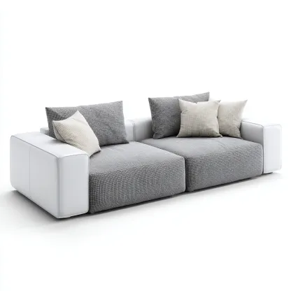 Sofá rinconero - Tela - 250x155x85 cm - Gris-Blanco - Diseño moderno para salón-Nestmyhub