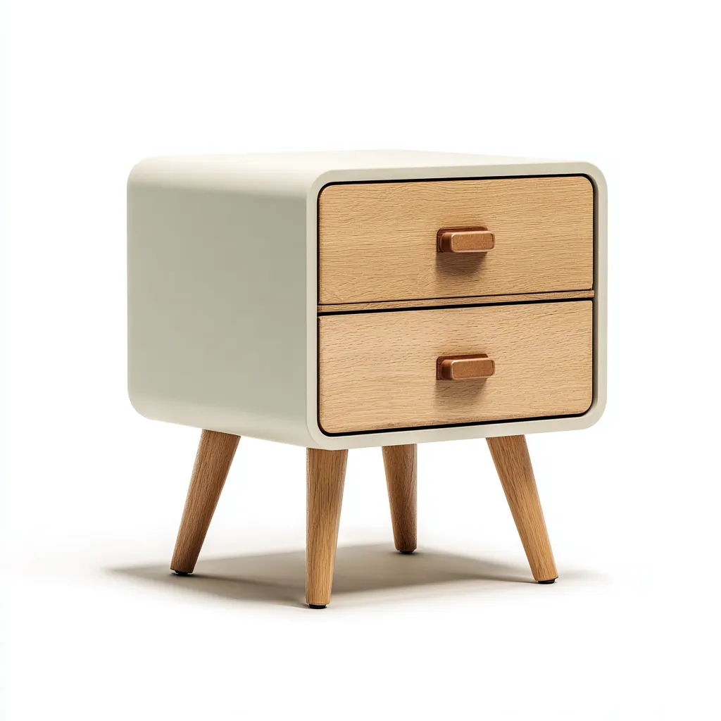 Mesita de noche madera y acabado mate 46x36x58 cm beige-madera uso dormitorio diseño moderno-Nestmyhub