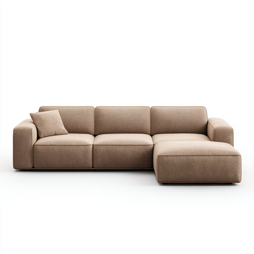 Sofá rinconero - Tela - 260x160x82 cm - Marrón claro - Diseño moderno para salón-Nestmyhub