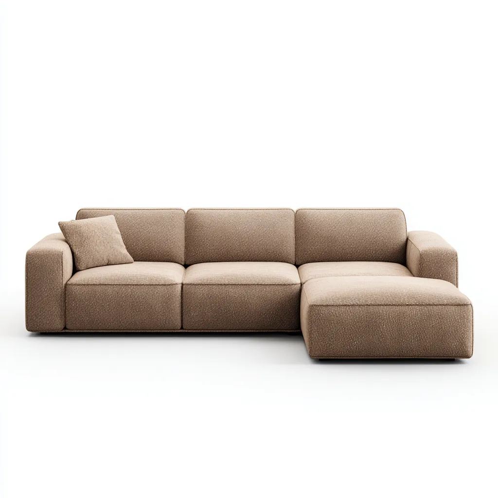 Sofá rinconero - Tela - 260x160x82 cm - Marrón claro - Diseño moderno para salón-Nestmyhub