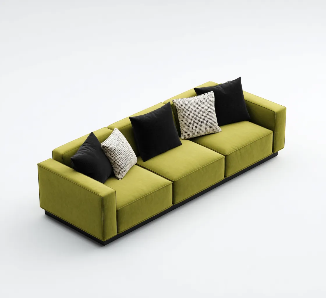 Sofá de 3 plazas - Tela - 240x100x80 cm - Verde - Diseño moderno para sala de estar-Nestmyhub