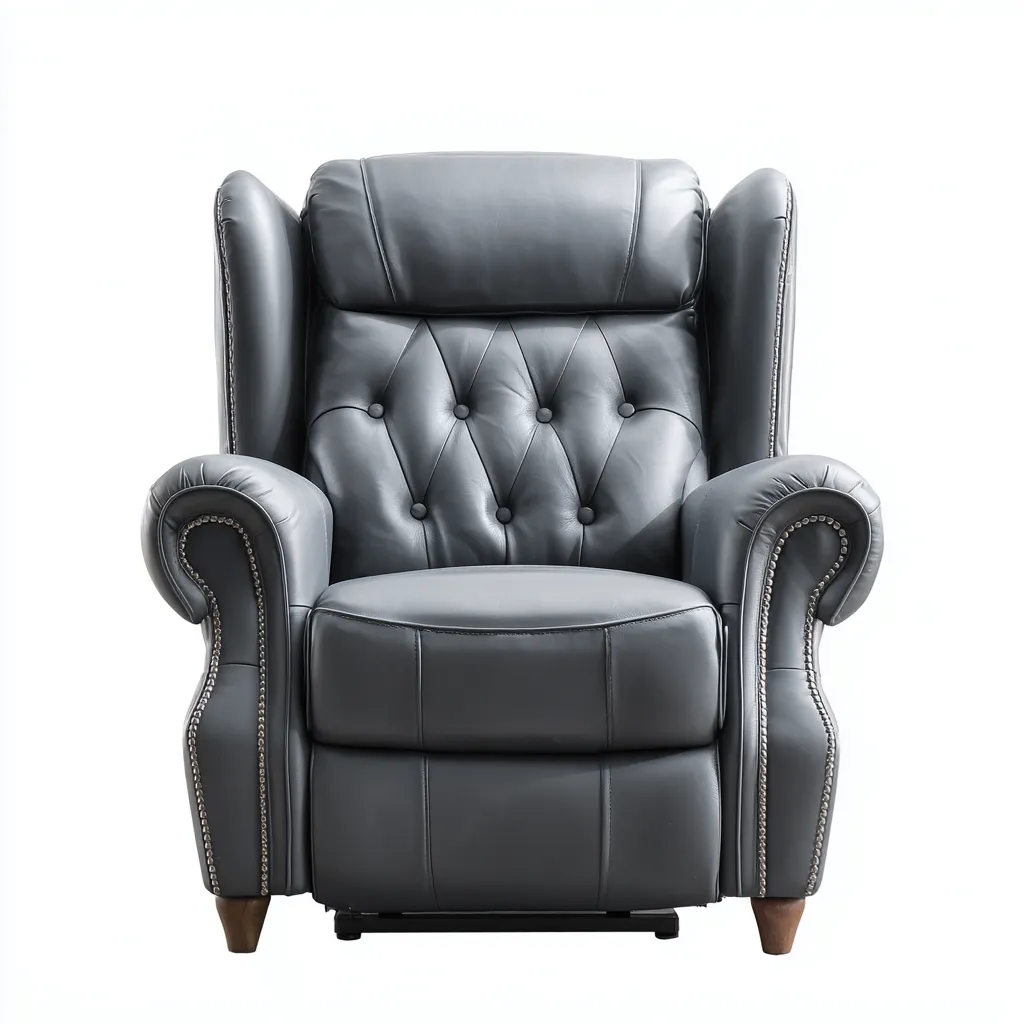 Sillón reclinable piel auténtica 100x95x100 cm - gris oscuro - estilo clásico - apto para salón-Nestmyhub