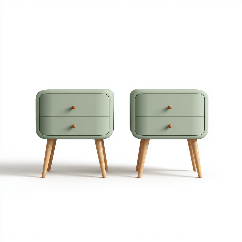 Mesita de noche madera lacada 45x35x55 cm verde claro uso dormitorio diseño moderno-Nestmyhub