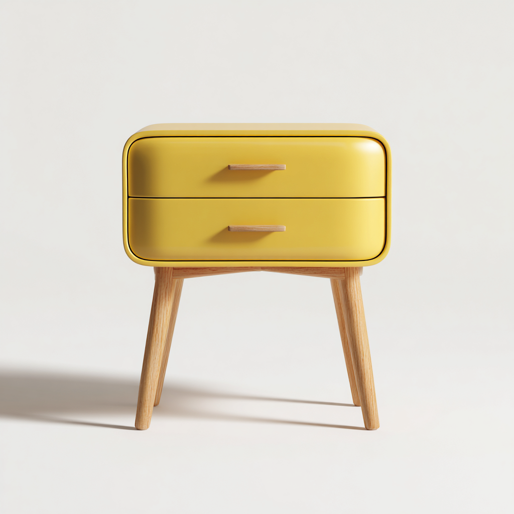 Mesita de noche madera 50x34x58 cm amarillo-roble uso dormitorio estilo moderno-Nestmyhub