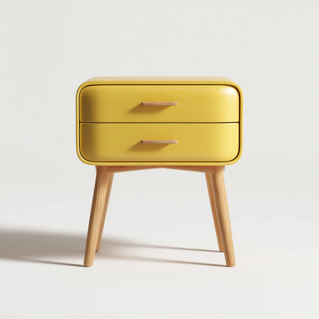 Mesita de noche madera 50x34x58 cm amarillo-roble uso dormitorio estilo moderno-Nestmyhub