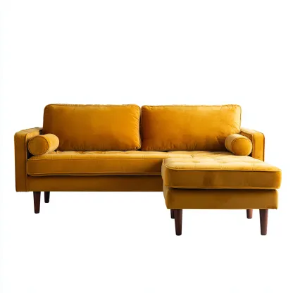 Sofá rinconero - Tela - 235x150x85 cm - Amarillo mostaza - Diseño moderno para salón-Nestmyhub