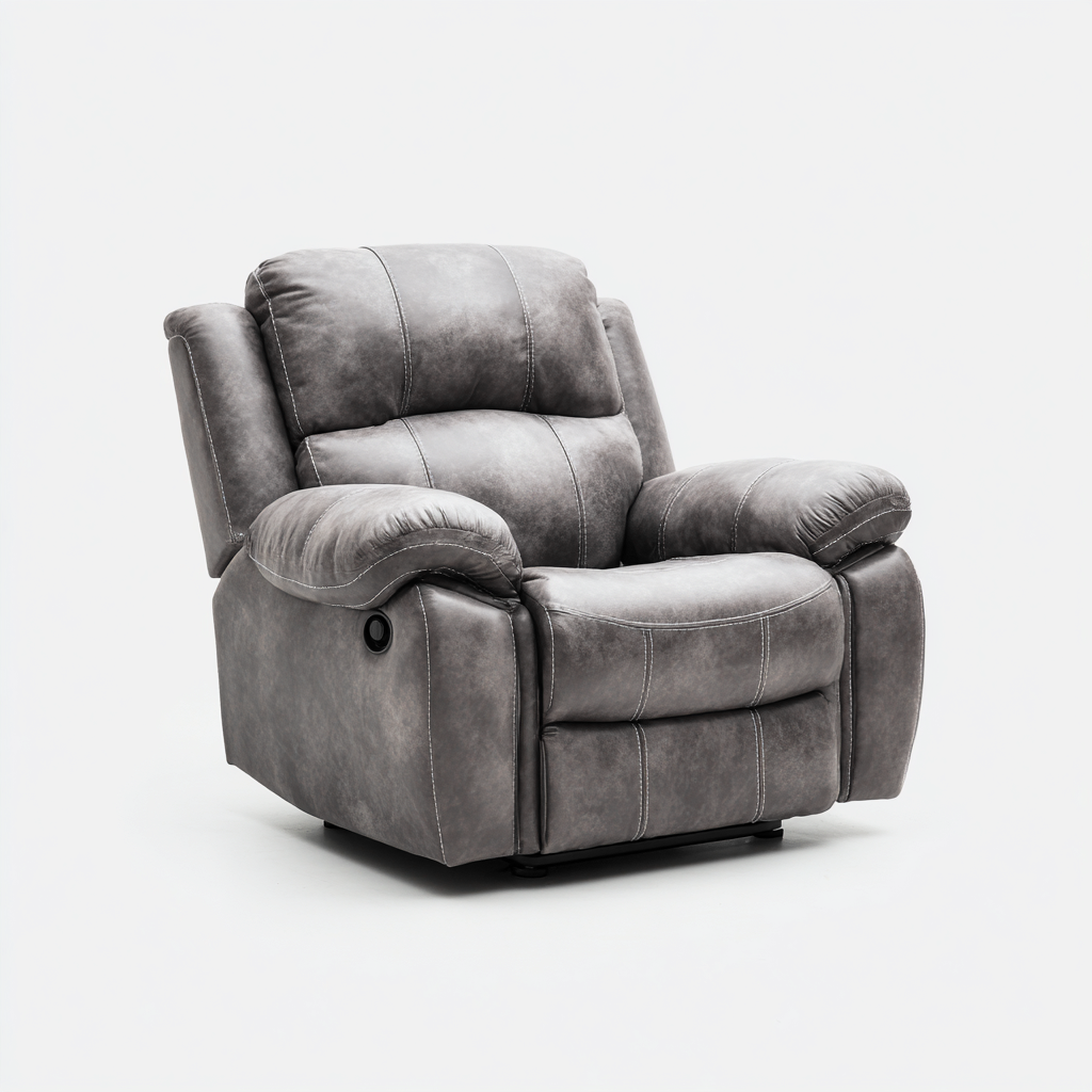 Sillón reclinable piel sintética 98x95x100 cm - gris - estilo moderno - apto para salón-Nestmyhub