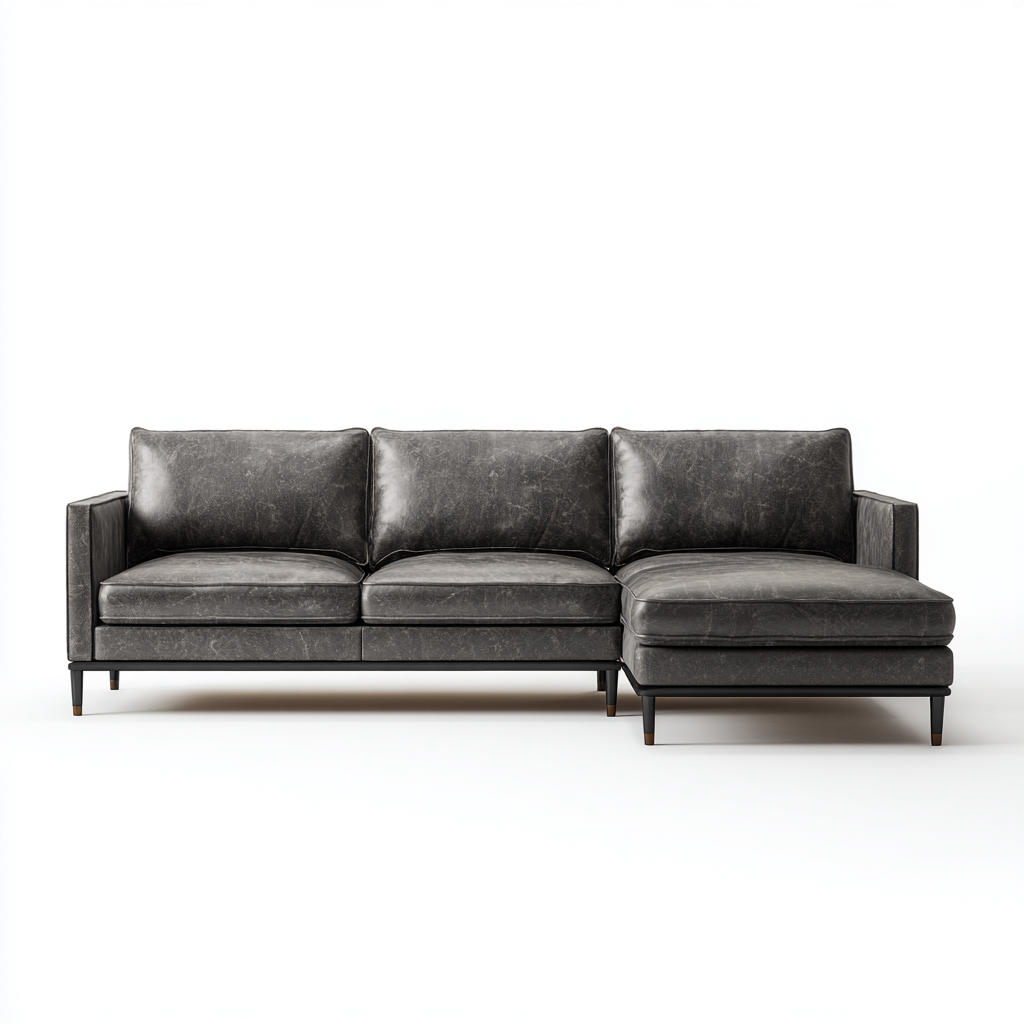 Sofá rinconero - Piel - 265x165x85 cm - Gris oscuro - Diseño moderno para salón-Nestmyhub
