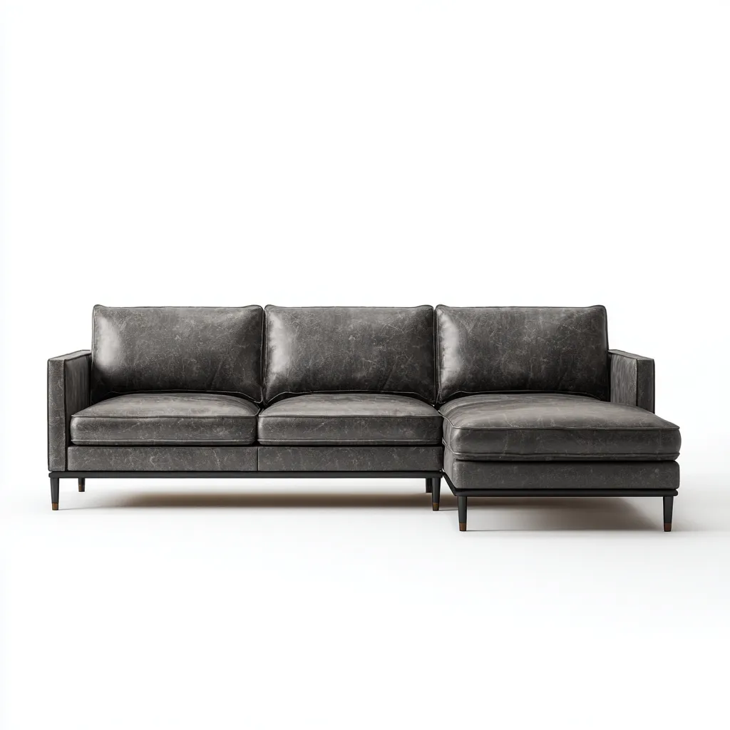 Sofá rinconero - Piel - 265x165x85 cm - Gris oscuro - Diseño moderno para salón-Nestmyhub