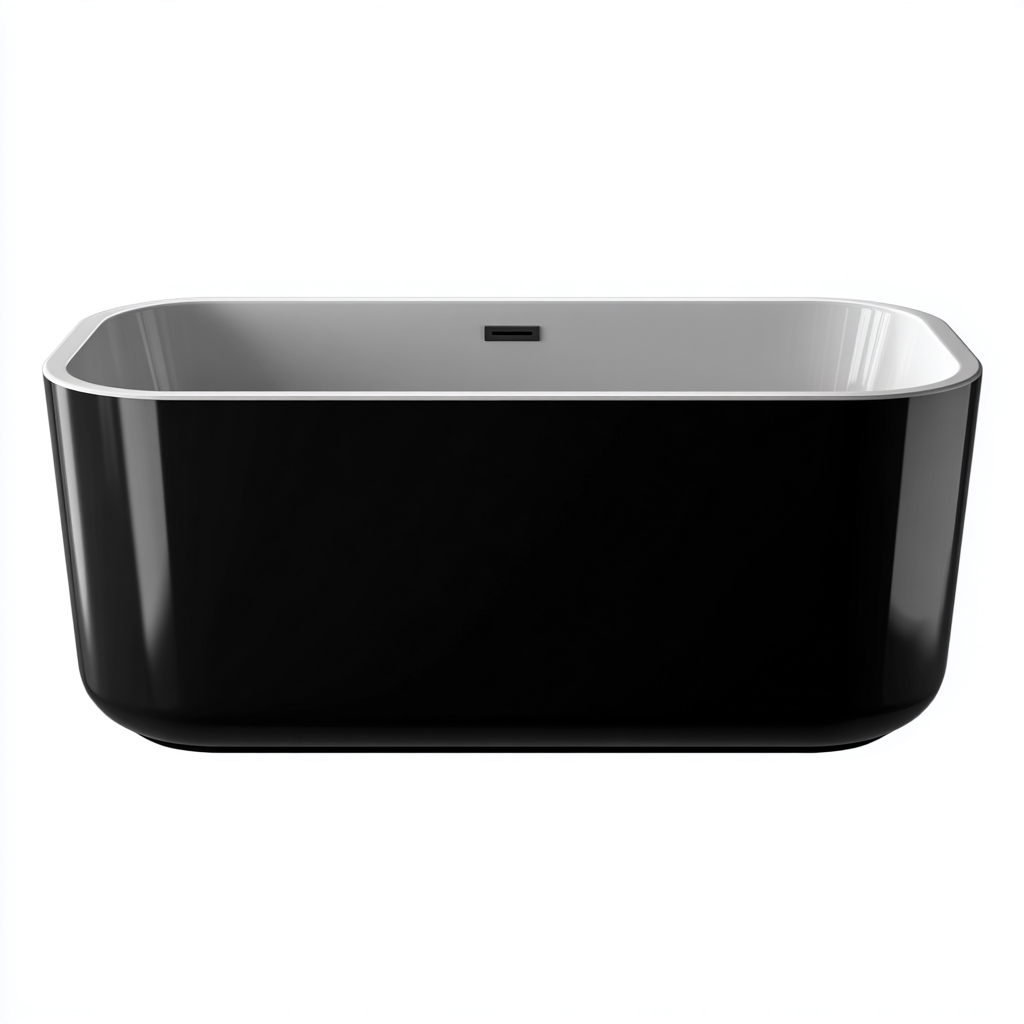 Bañera acrílica rectangular 170x75x60 cm - negro-blanco - diseño moderno - apta para baño-Nestmyhub