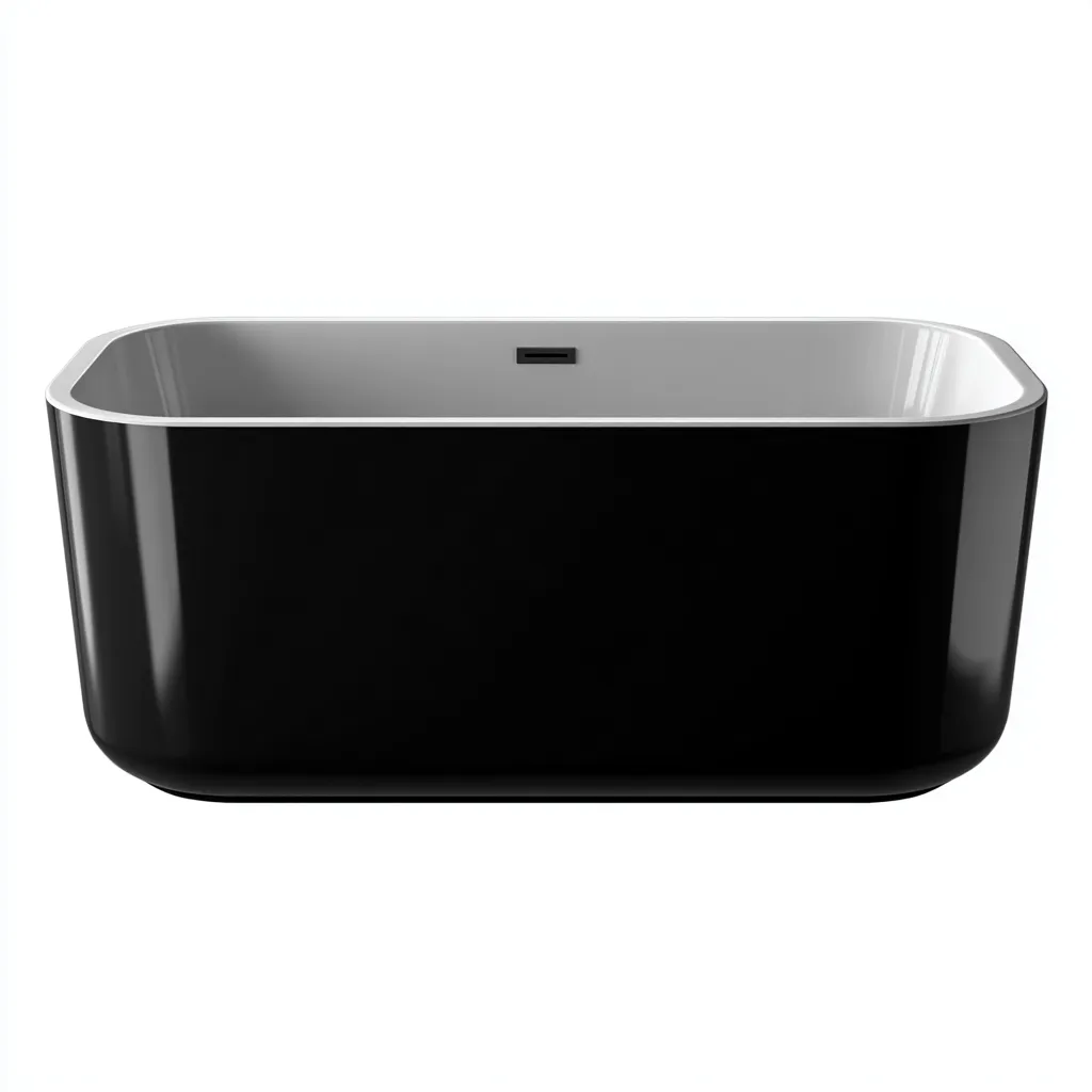 Bañera acrílica rectangular 170x75x60 cm - negro-blanco - diseño moderno - apta para baño-Nestmyhub