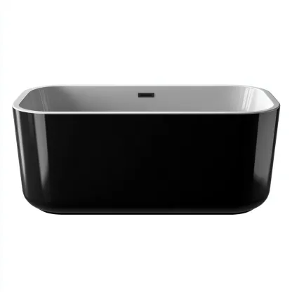 Bañera acrílica rectangular 170x75x60 cm - negro-blanco - diseño moderno - apta para baño-Nestmyhub