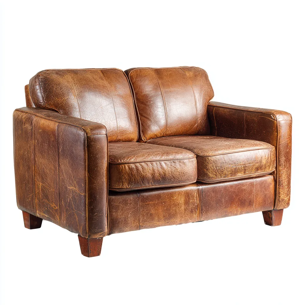 Sofá de 2 plazas en cuero auténtico 165x90x88 cm - marrón vintage - diseño clásico retro - apto para sala de estar-Nestmyhub