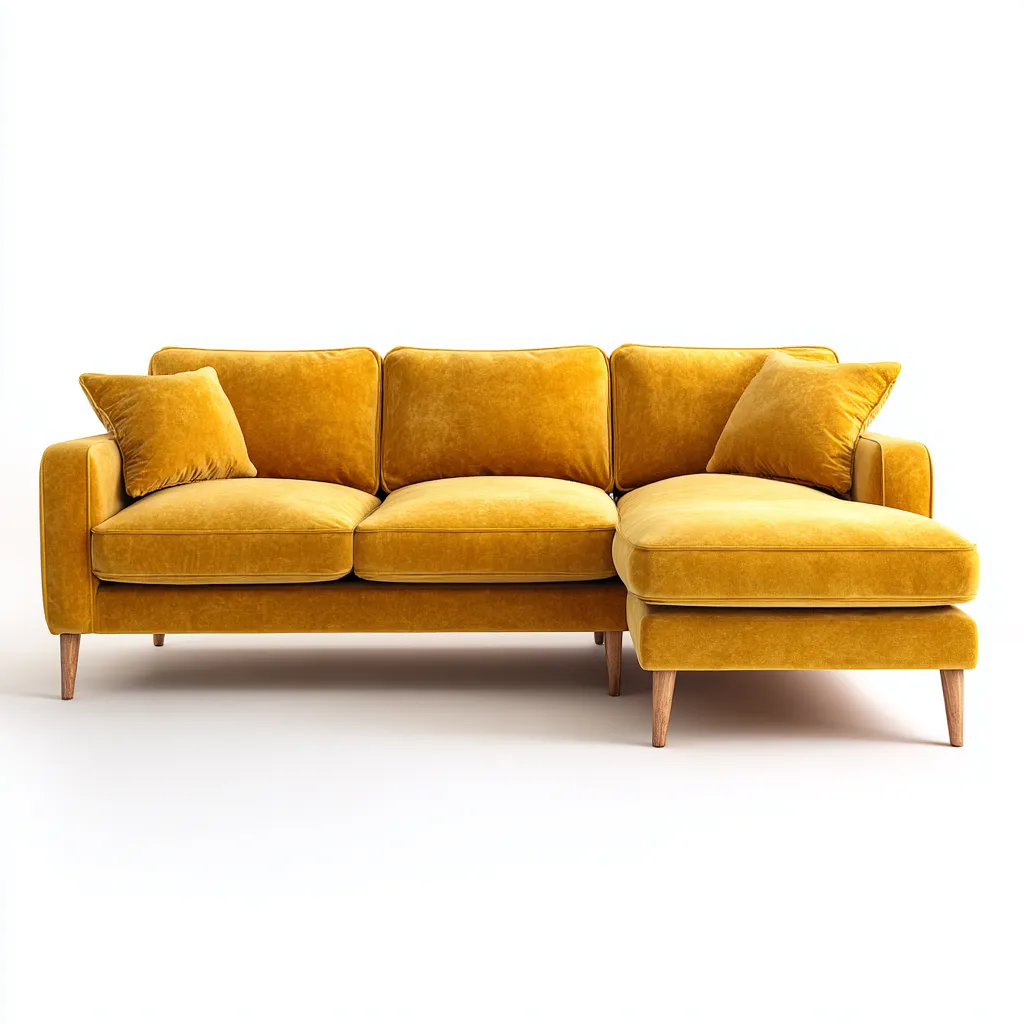 Sofá rinconero - Tela - 255x160x85 cm - Amarillo mostaza - Diseño moderno para salón-Nestmyhub