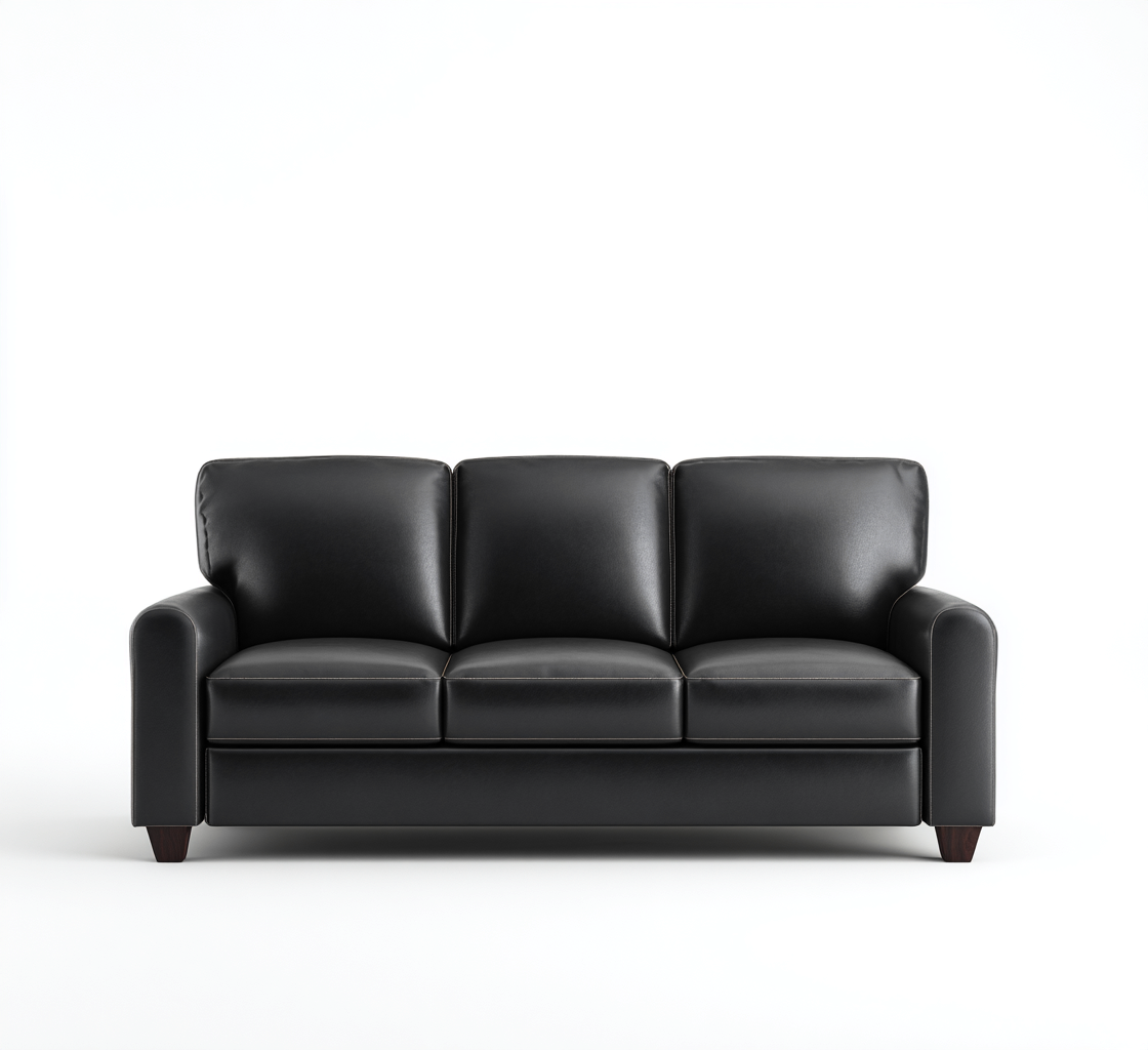 Sofá de 3 plazas - Polipiel - 210x90x85 cm - Negro - Diseño moderno para sala de estar-Nestmyhub